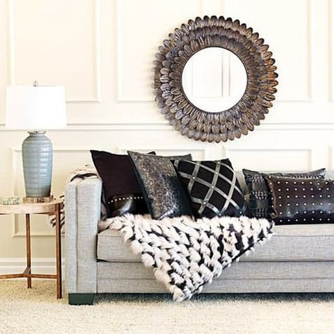 Eastern Accents faux leather pillows.