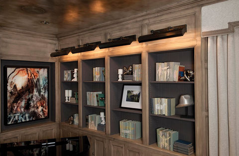 Display bookcases and detail lighting to pictures and accessories.