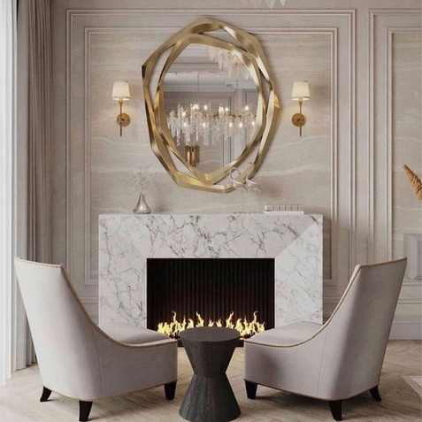 This Greys Mirror looks at home in this chic setting.