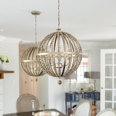 Light Tuscan Bronze Wood Globe pendants