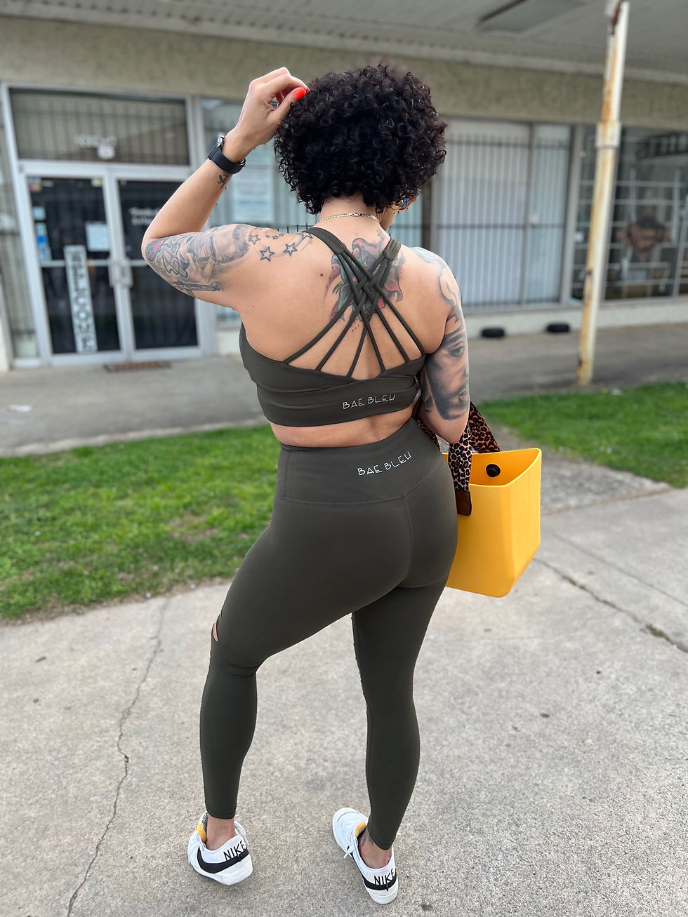 Thumbnail: (Plus)Ripped High Waist Leggings--Olive