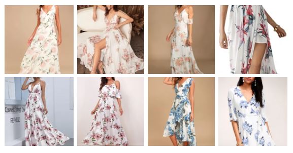 floral white dresses for a bride-to-be