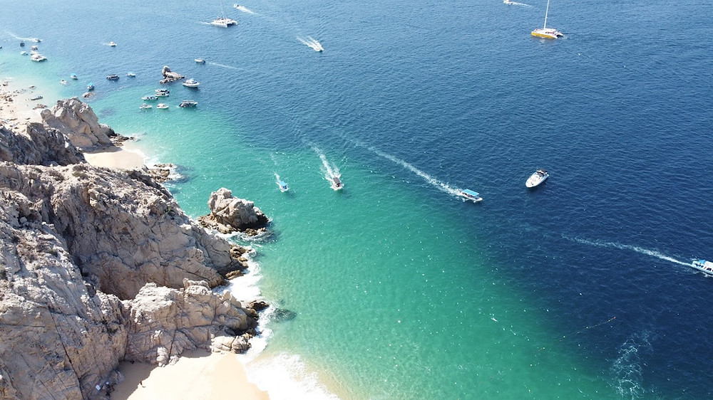 Rich & Kitch’s second favorite beach in Cabo San Lucas, Mexico, is Lover’s Beach, which is located along the Sea of Cortez. Like how amazing is this drone shot of Lover's Beach?!