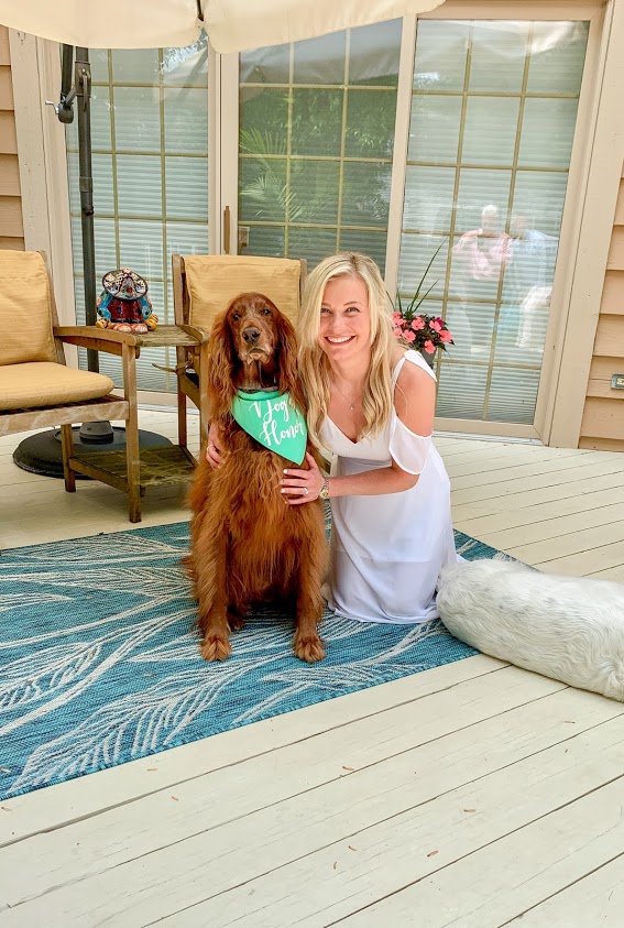 Rich & Kitch Backyard Wedding Ceremony Inspiration | We are big dog lovers, and since we couldn’t bring our dogs to Cabo San Lucas for our destination wedding, we had our dogs as our "wedding party" for our legal wedding ceremony in Ohio! We got the cutest bandanas made for them, too! Dog of Honor, Best Dog, & Ring Bearer.