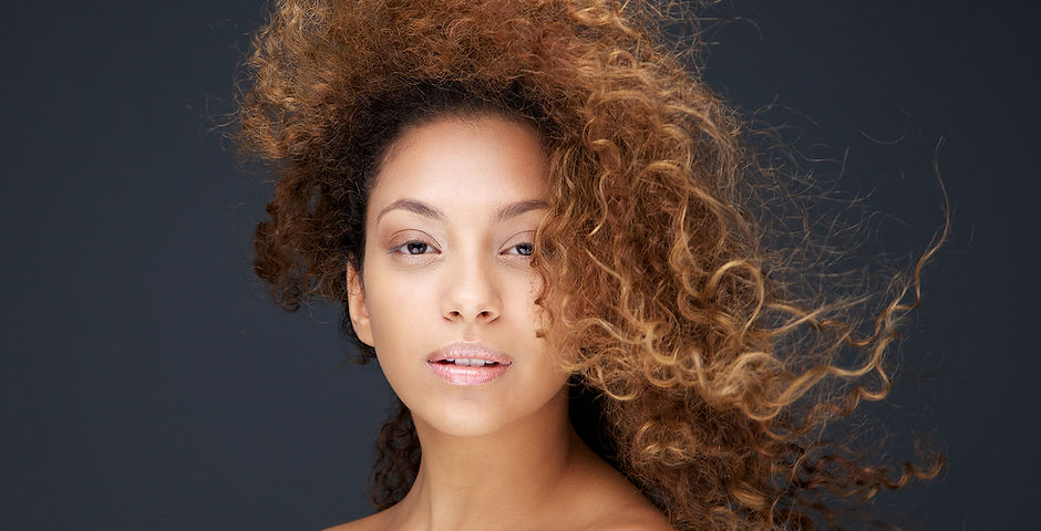 Model with Wind Swept Hair