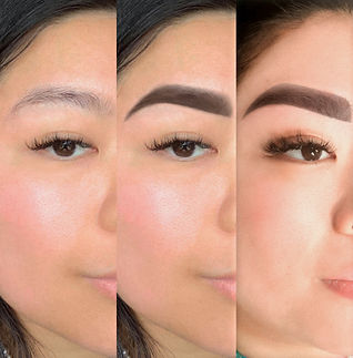 powder brows - before brow design / after PMU