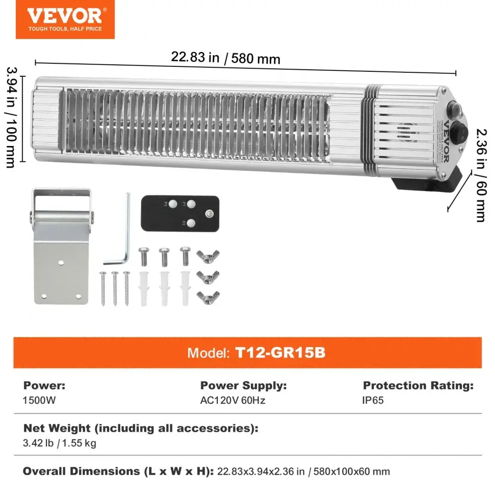 VEVOR Infrared Heater, 1500W
