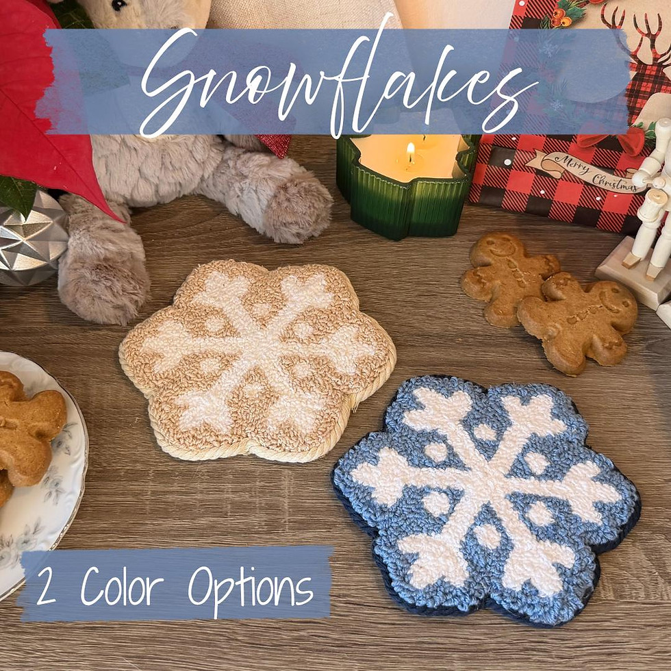 Thumbnail: Snowflake Mug Rug Coaster: Handmade Punch Needle Art [Cork Bottom]