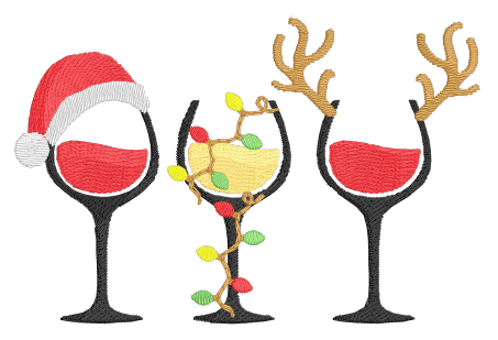 Christmas Wine Glasses (Santa, Lights, Reindeer)