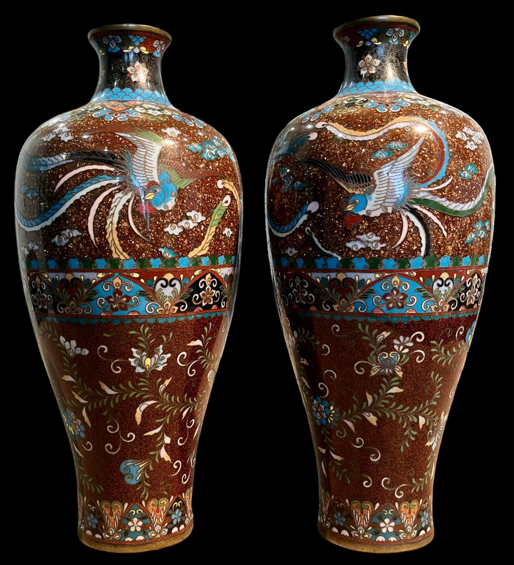 Paire of Enameled Vases Meiji Period