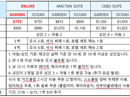세부제이파크 디럭스가든 하프보드 3박