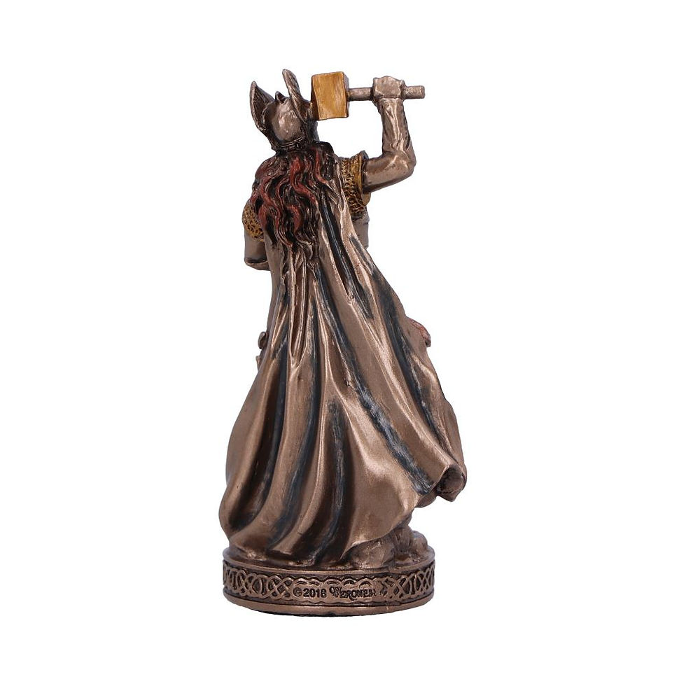 Thumbnail: Thor God of Thunder and Lightning Mini Bronze Effect Ornament - 8.5cm