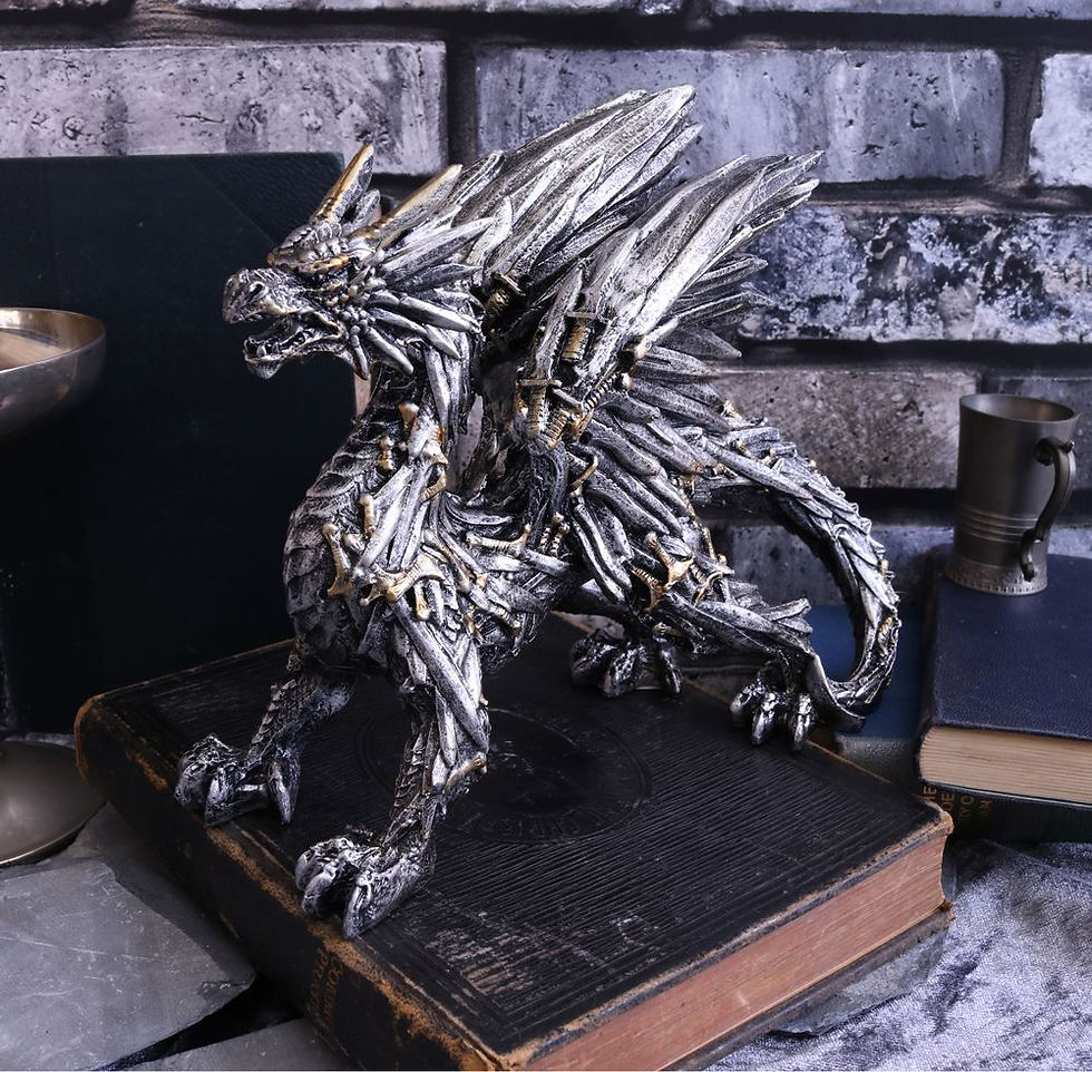 Thumbnail: Swordwing Silver Dragon Sword Blade Ornament - 20.5cm