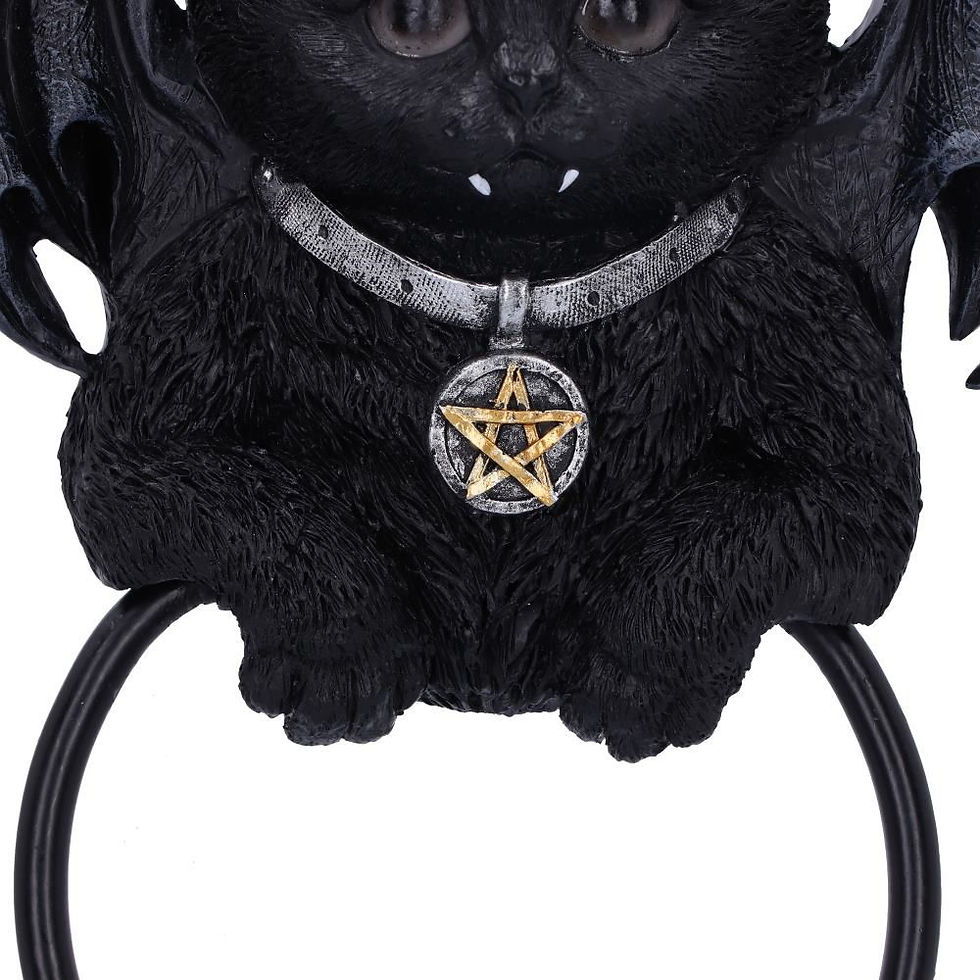 Thumbnail: Vampuss Black Bat Cat Door Knocker - 20cm