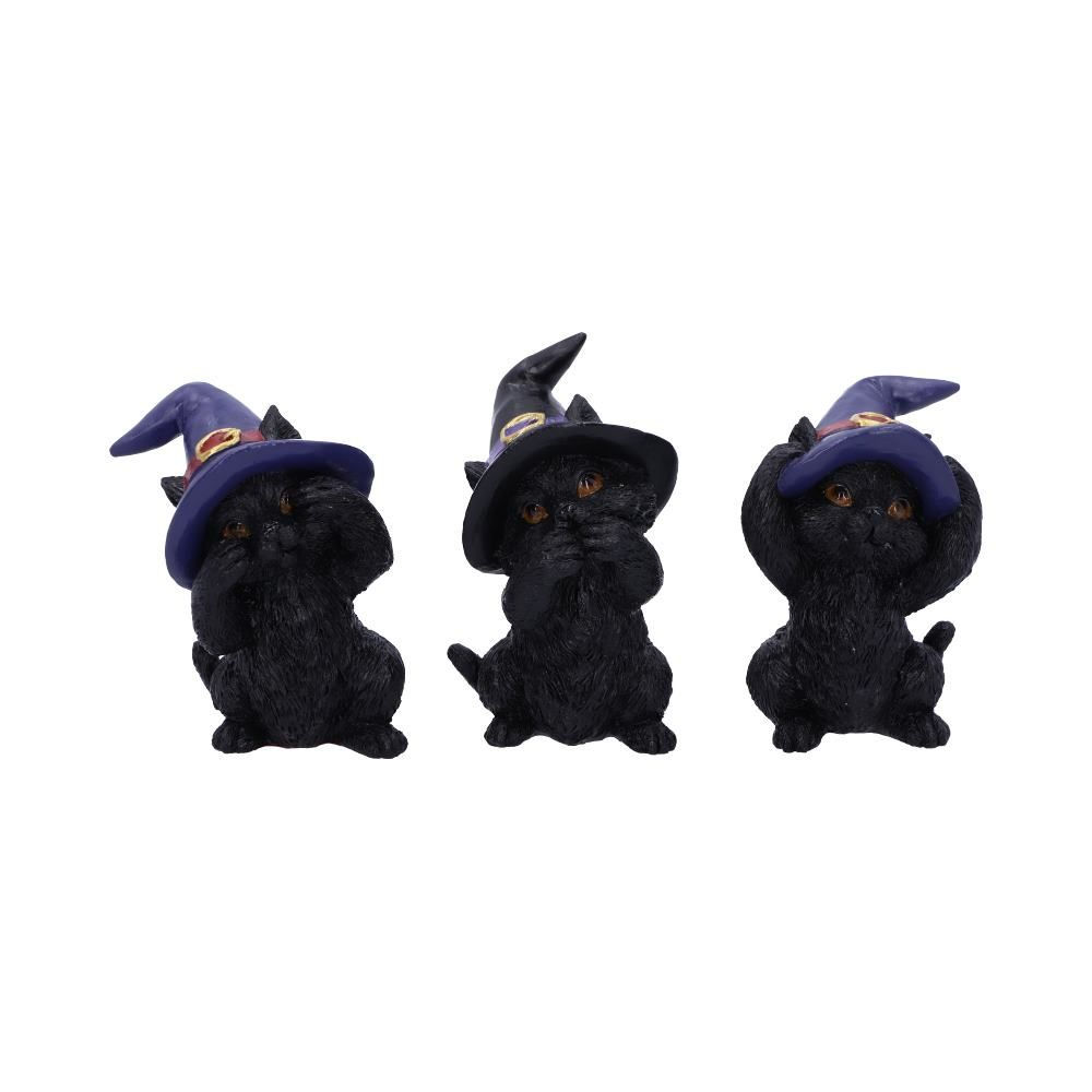 Three Wise Familiar Black Cat Ornaments - 9.2cm