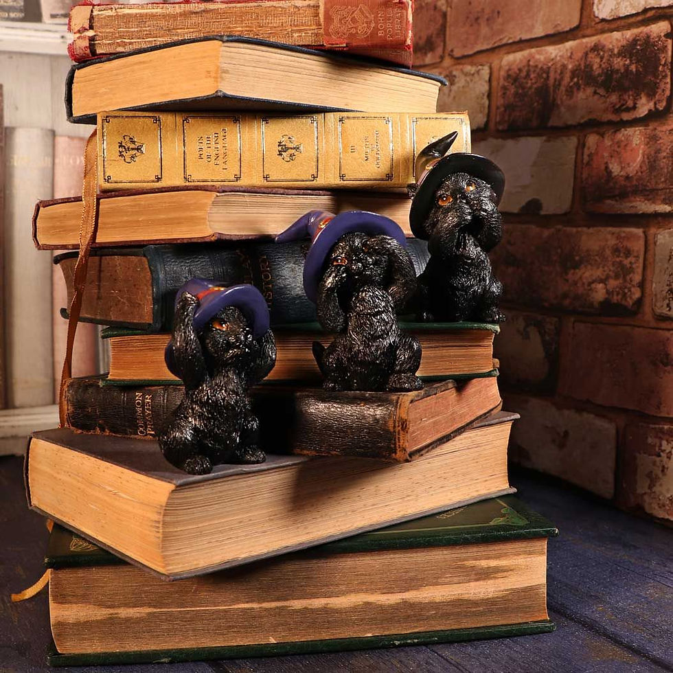 Thumbnail: Three Wise Familiar Black Cat Ornaments - 9.2cm