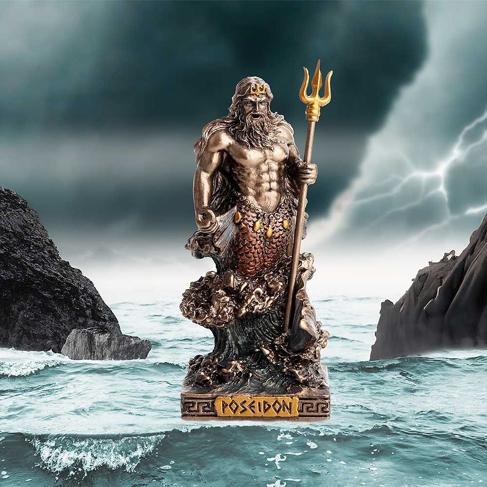 Thumbnail: Poseidon God of the Sea (Mini) Bronze Effect Ornament - 8.5cm