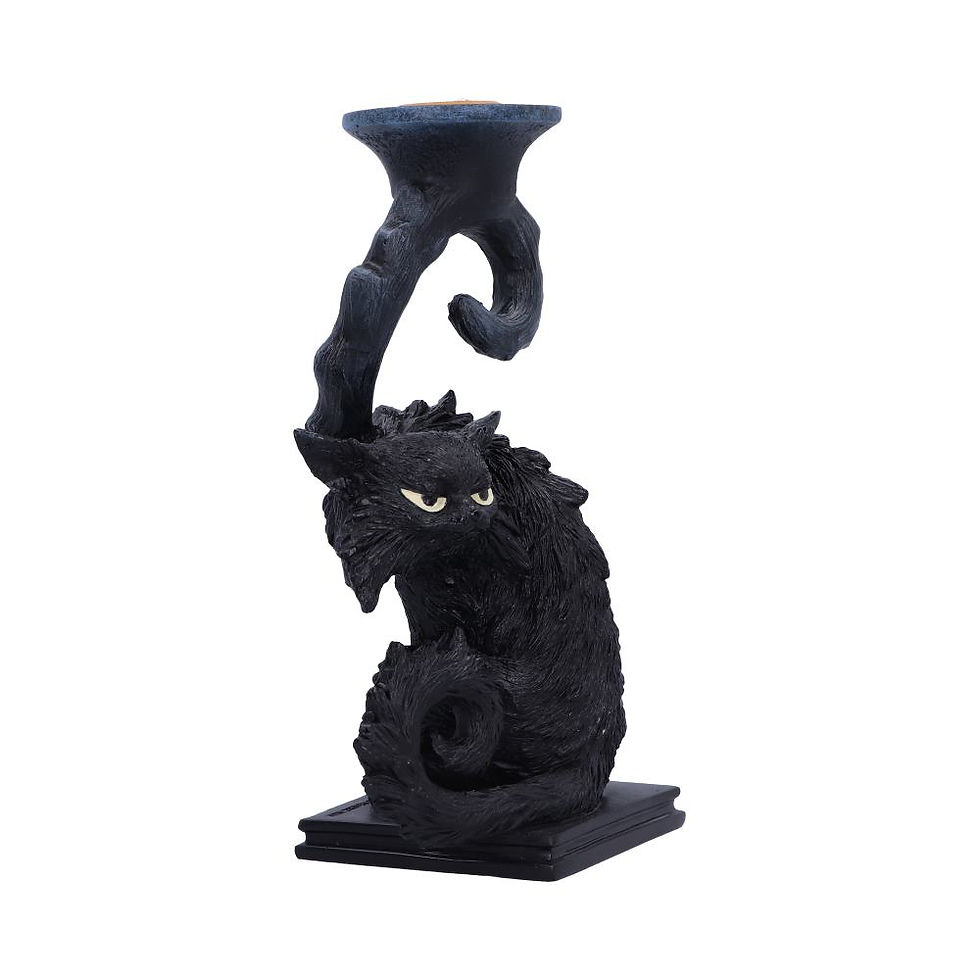 Thumbnail: Witches Familiar Cat 'Spite' Candlestick Holder - 18.5cm