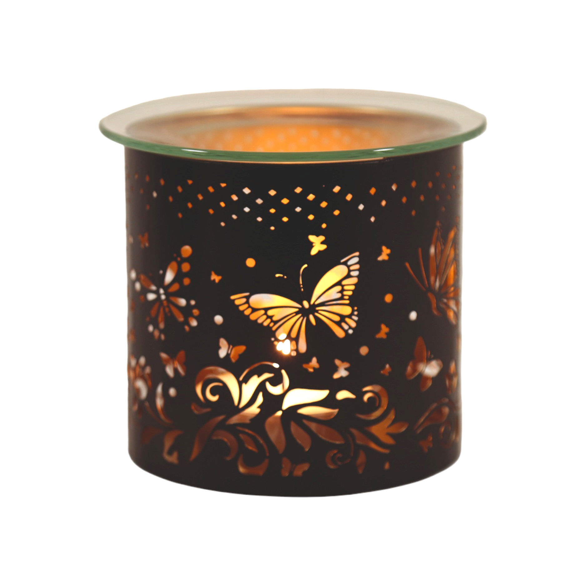 Black and Gold Metal Wax/Oil Burner/Candle Holder - Butterfly