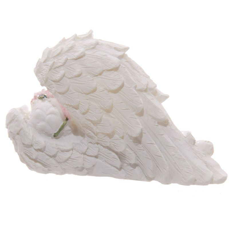 Thumbnail: Cherubs Sleeping in Wings with Pink Roses - Set of 2