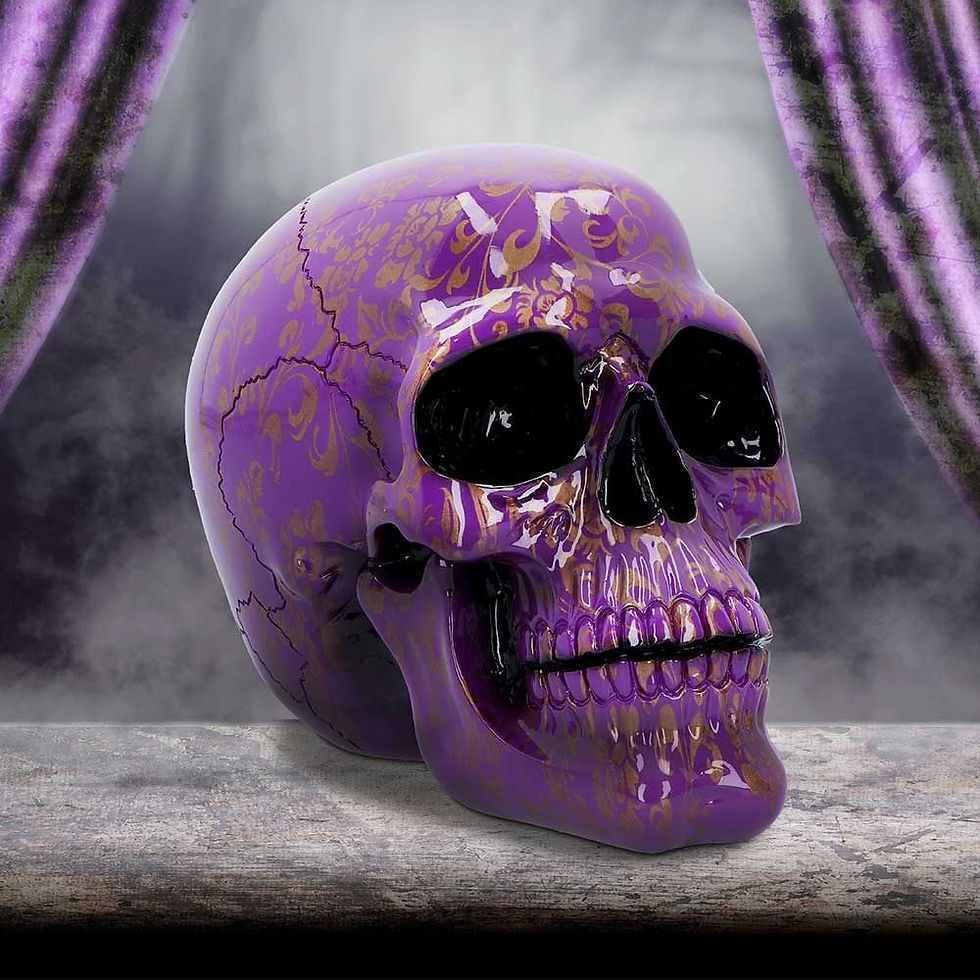 Thumbnail: Violet Elegance Skull Ornament - 18.5cm