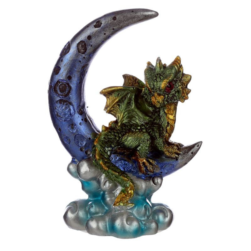 Elements Green Baby Dragon Moon Watcher Ornament - 11cm
