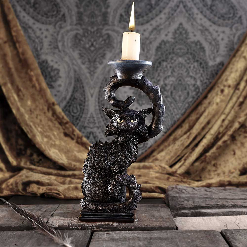 Thumbnail: Witches Familiar Cat 'Salem' Candlestick Holder - 20cm