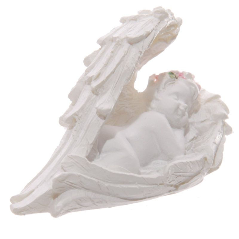 Thumbnail: Cherubs Sleeping in Wings with Pink Roses - Set of 2