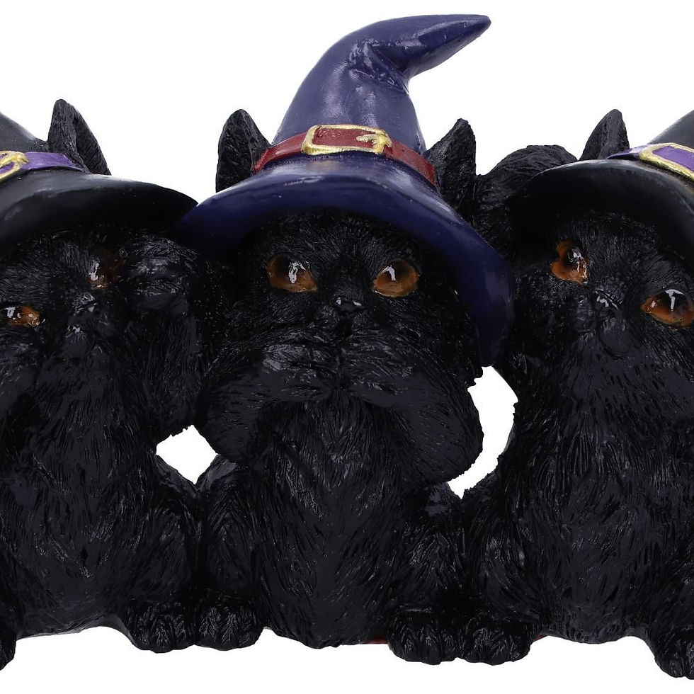 Thumbnail: Three Wise Familiar Black Cats Ornament - 11.5cm