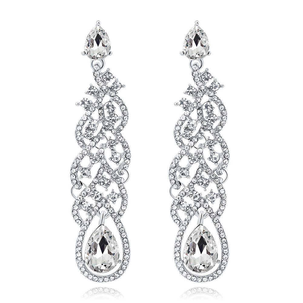 Pave Drop Earrings - 75mm