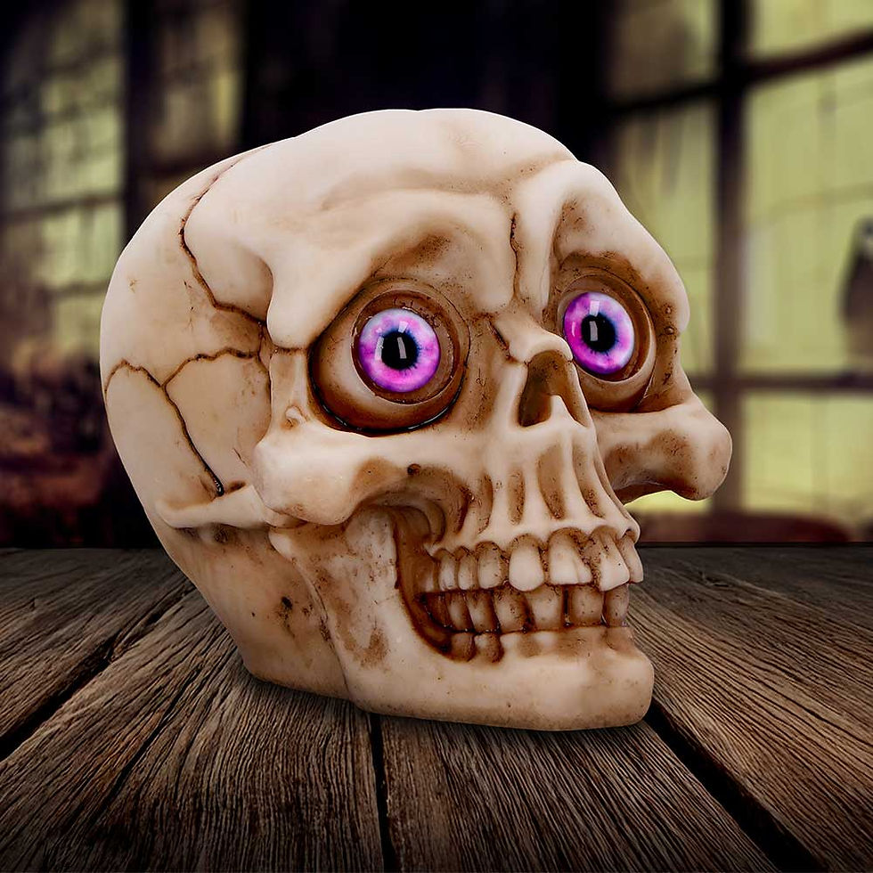 Thumbnail: Eyes Wide Open (Pink) Decorative Skull Ornament - 8.7cm