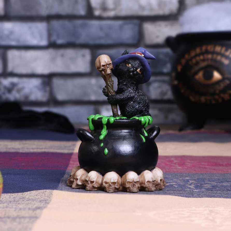 Thumbnail: Spook Witches Familiar Black Cat and Cauldron Ornament - 12cm