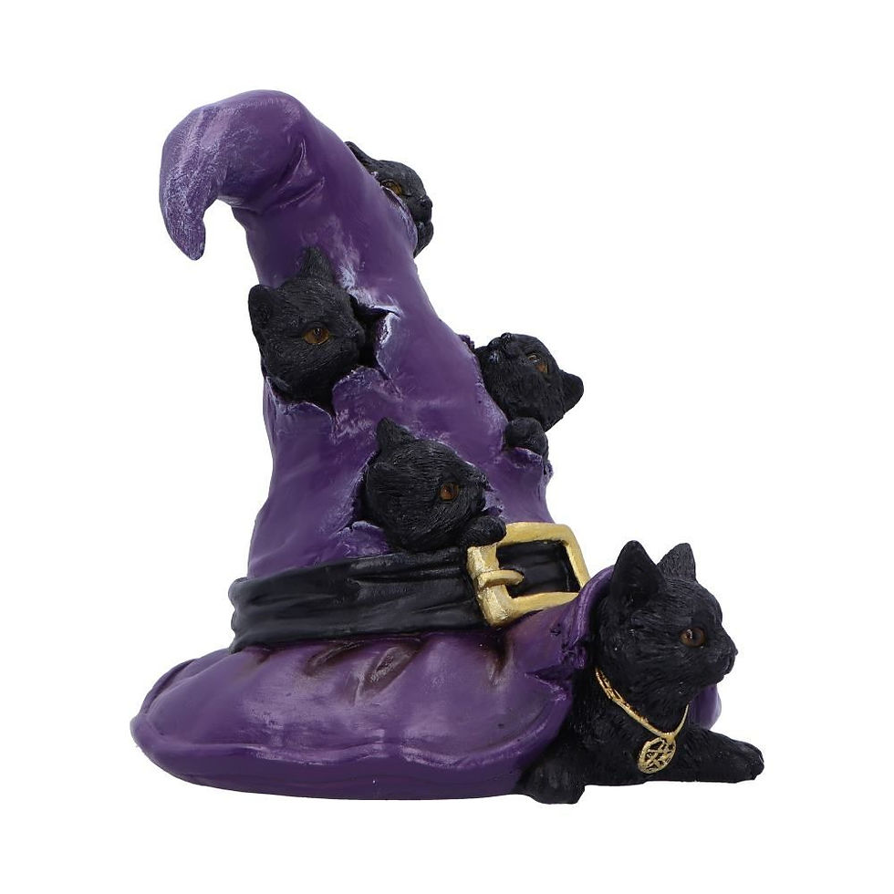 Thumbnail: Magical Mischief Witch Hat and Black Cats Ornament - 14cm