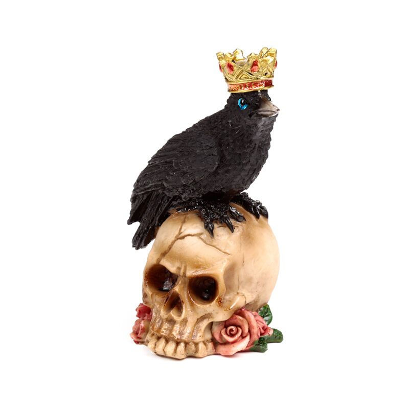 Thumbnail: Crow wearing Crown Standing on Skull with Roses