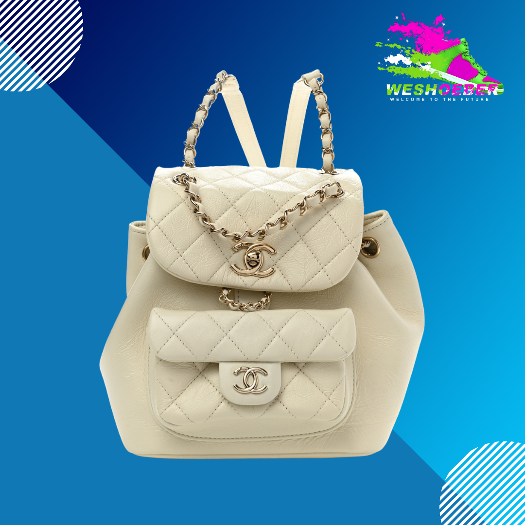 CH Calfskin Backpack in Cream | Chanel Backpack
