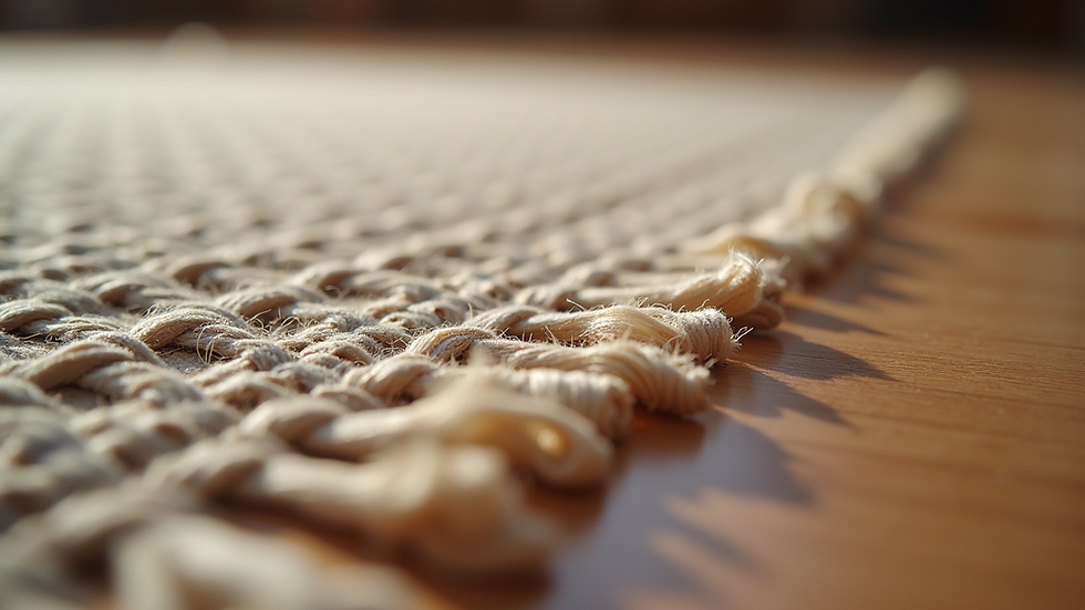 Close-up view of a handwoven Belgian rug showing intricate weaving patterns