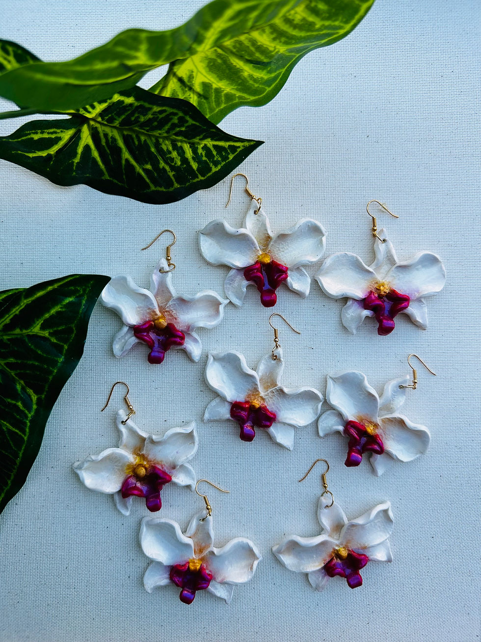 White and Fuchsia Orchid Hook Earrings