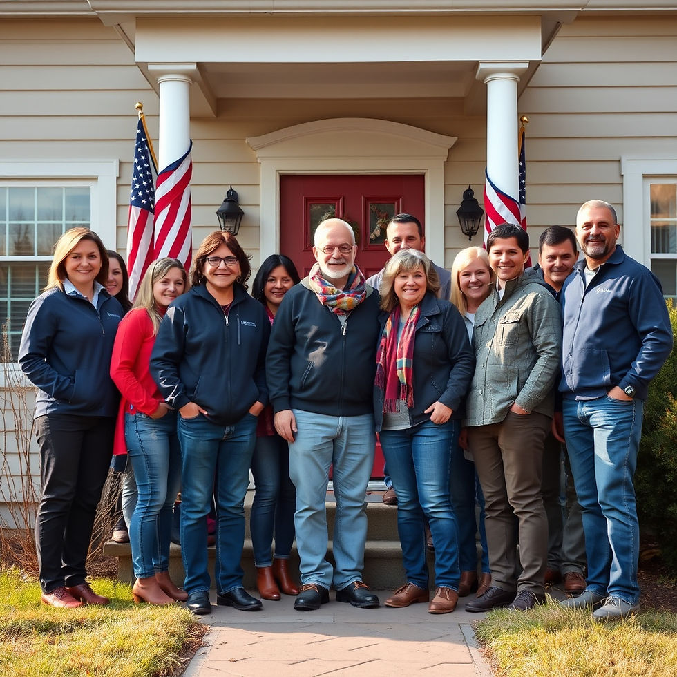 Create a warm, professional nonprofit image showing community partnership and service. The