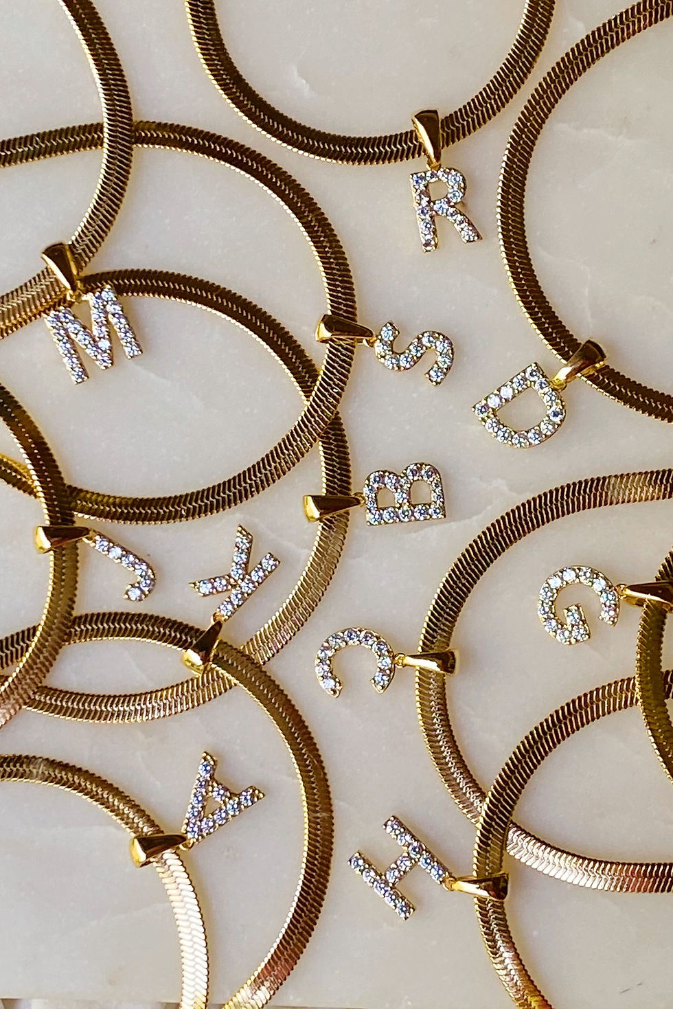 Thumbnail: Herringbone Chain Initial Anklet