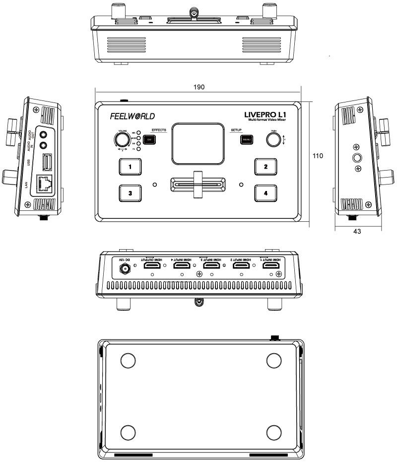 Miniaturbild: Video Mixer/Switcher, Multi-Format, Live Stream, 4 x HDMI Input