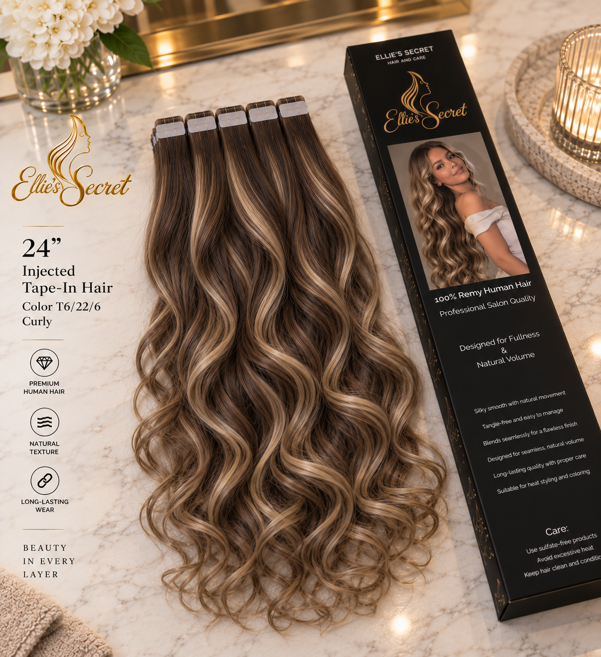 Golden Espresso — 24" Signature Curly Tape-In