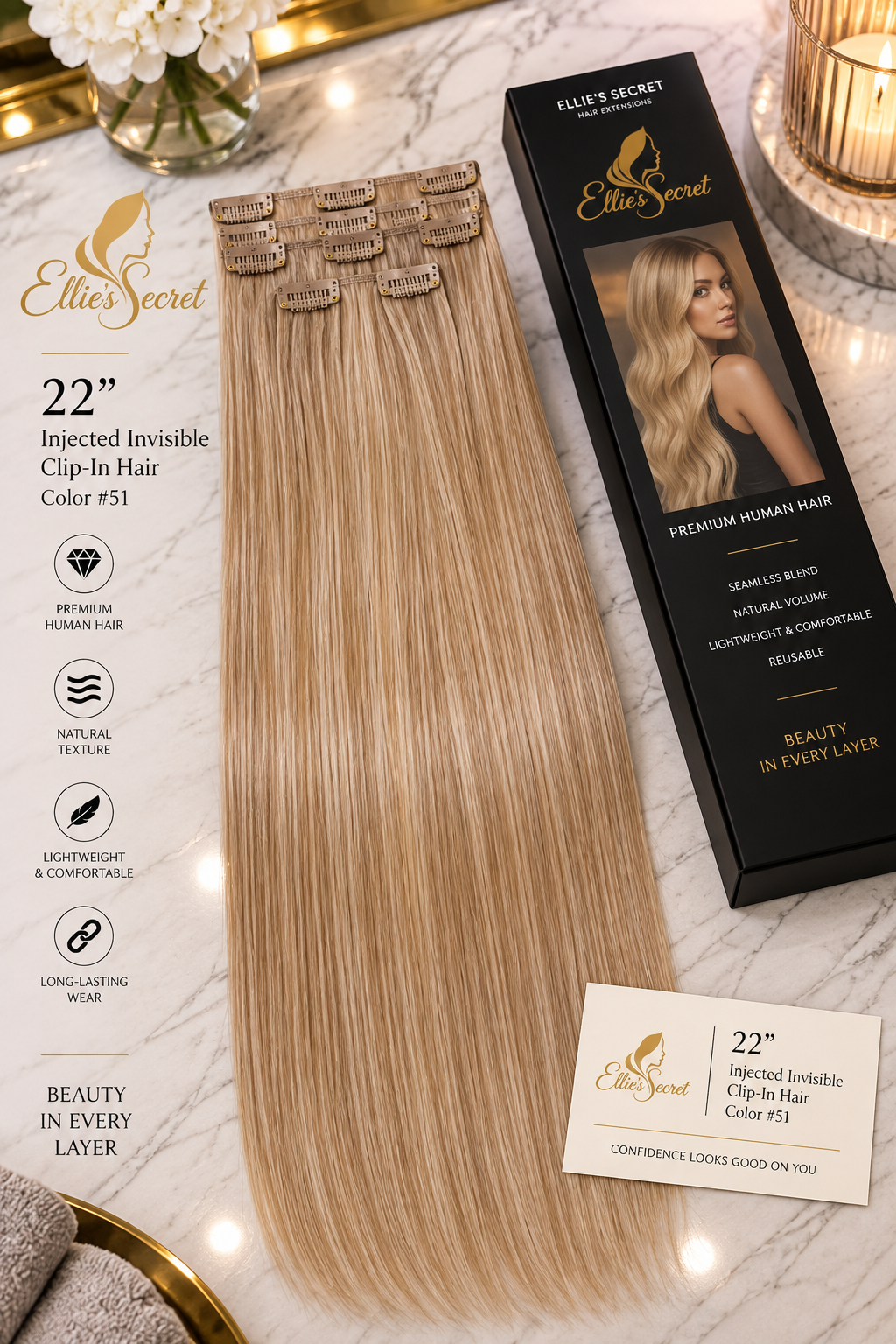 Soft Champagne — 22" Signature Invisible Clip-In