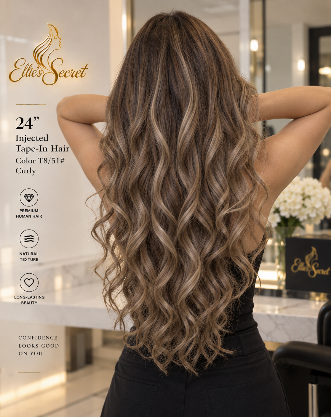 Champagne Beige — 24" Signature Curly Tape-In