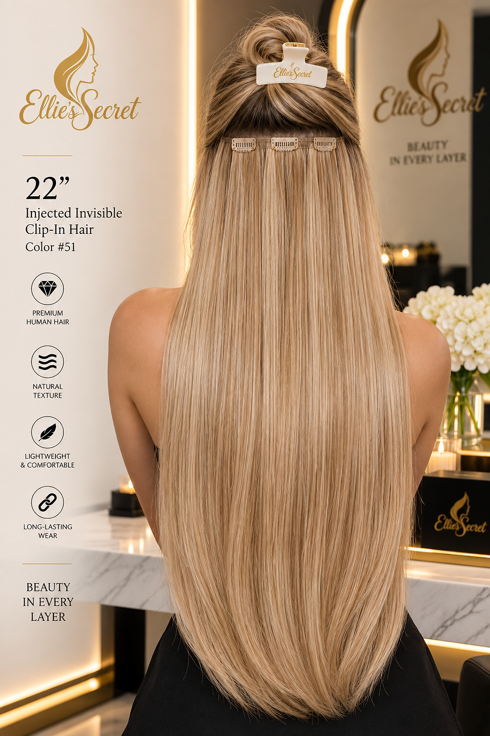 Thumbnail: Soft Champagne — 22" Signature Invisible Clip-In