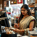 make a image of cashier indian women who
