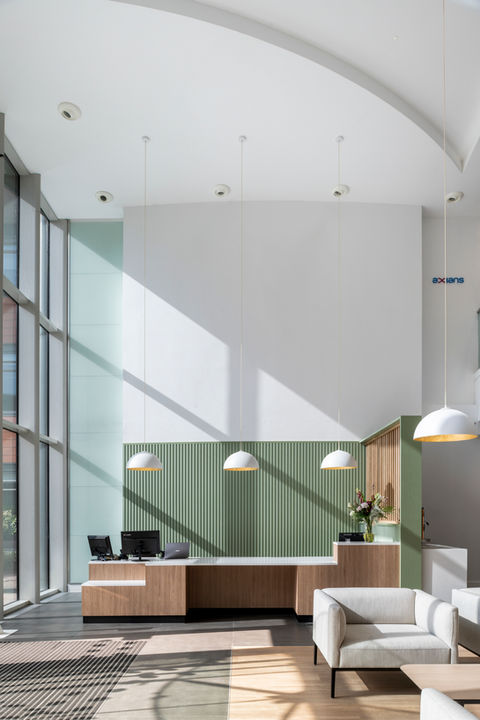 A newly designed reception space for an large office space in Basingstoke