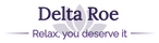 "Delta Roe logo: A vibrant purple lotus flower with the comforting message 'Relax, you deserve it.'"