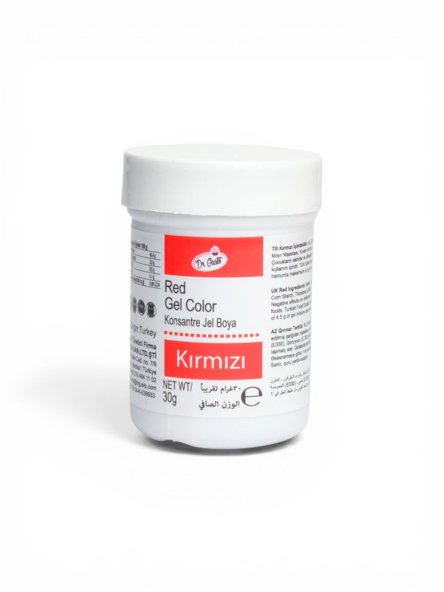 DR.GUSTO 30 GR JEL BOYA KIRMIZI