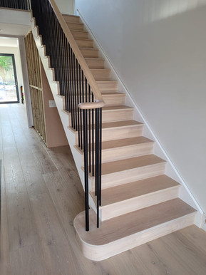 Cut String Stairs with Metal Spindles
