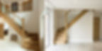 curved timber staircase with glass balustrade and bullnose bottom step
